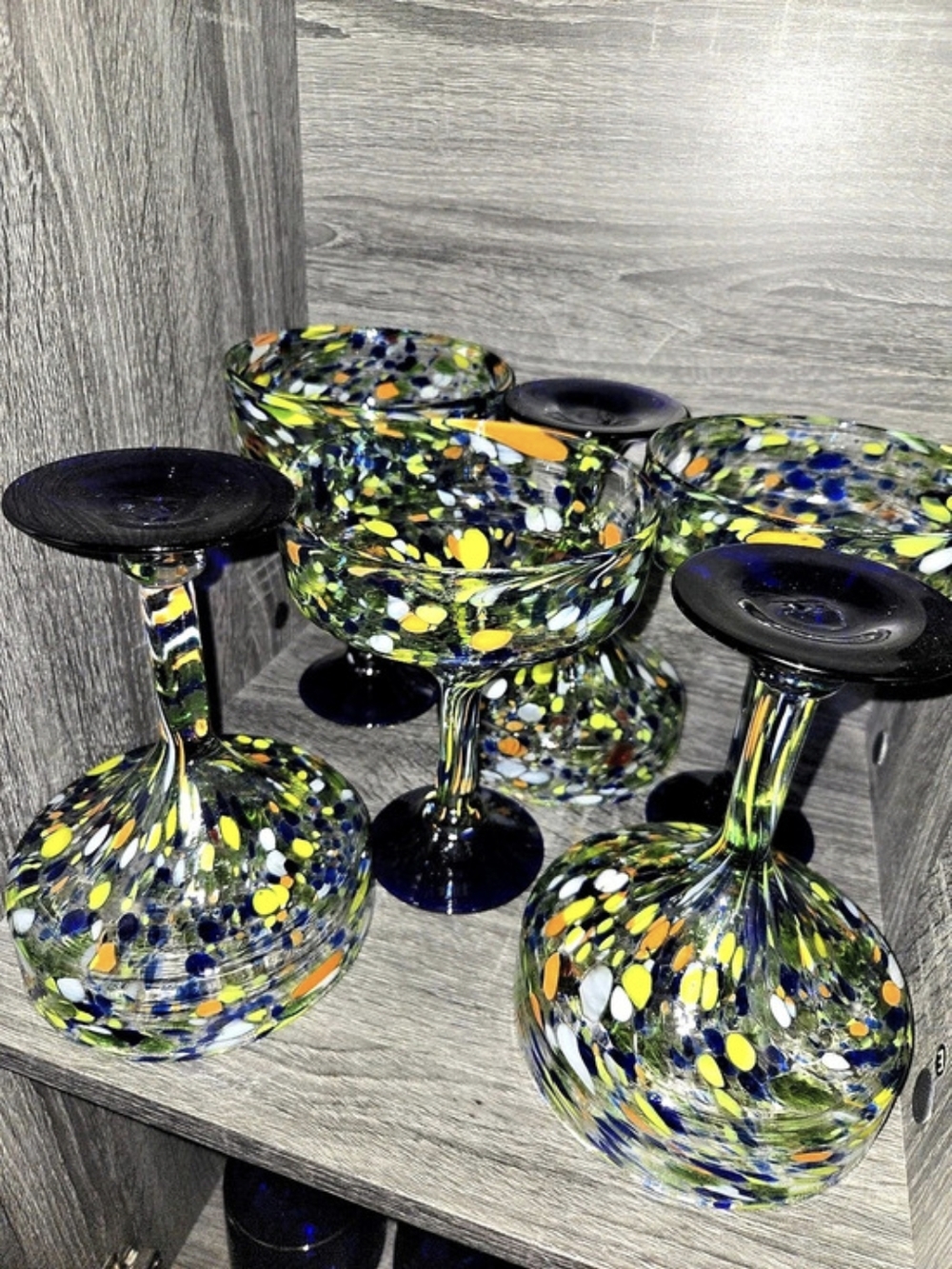 Multicolor & Blue Abstract Blown-Glass Drinkware Set